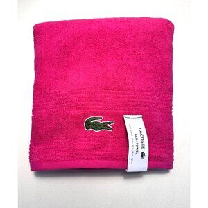 Lacoste Hot Pink Bath Towel 100% Cotton 30" x 52" Big Crocodile Logo NWT